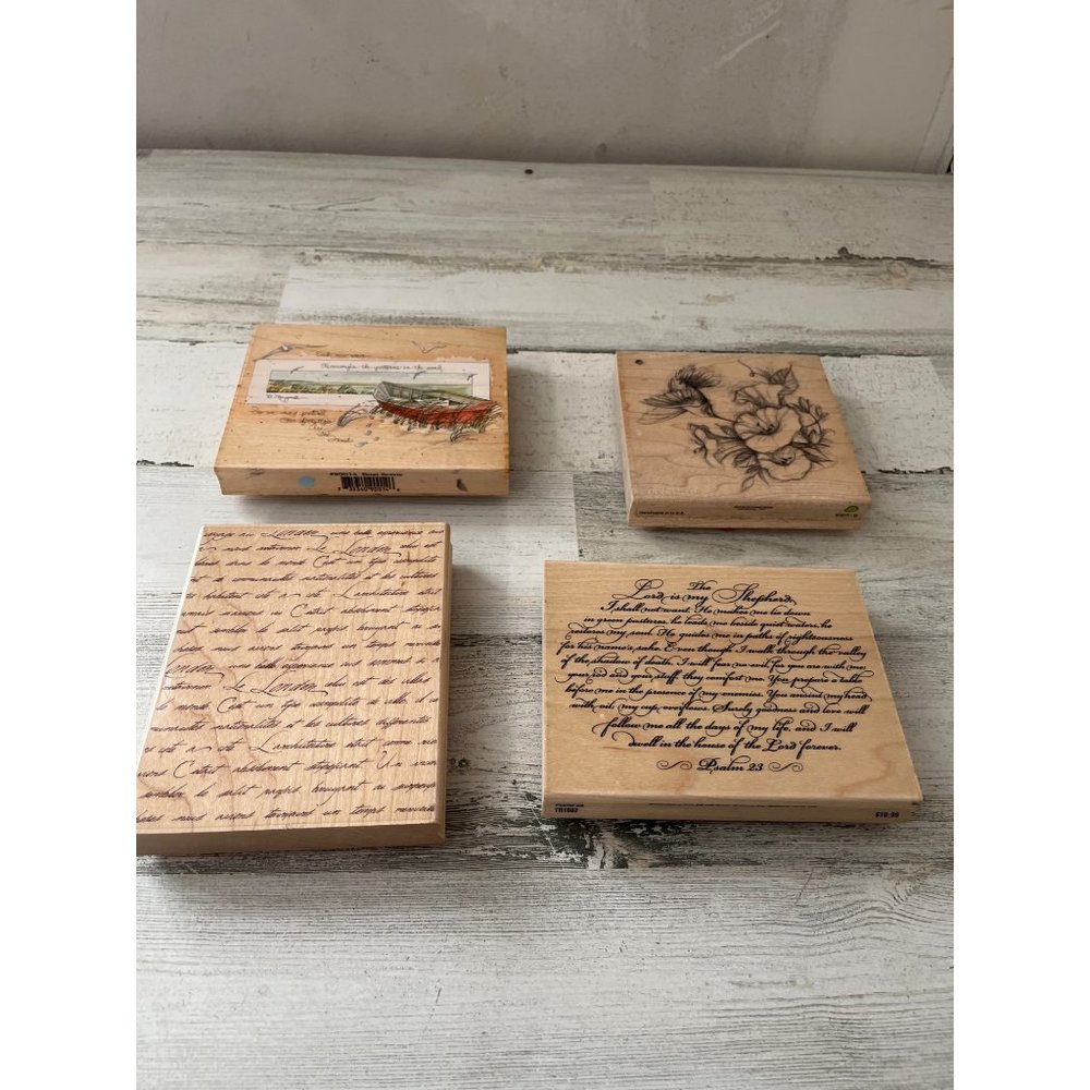 Set of four large wooden stamps